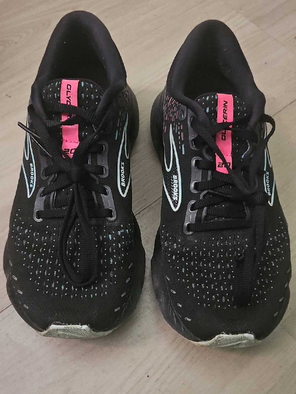 Brooks Black Sneakers with Pink and Teal Accents
